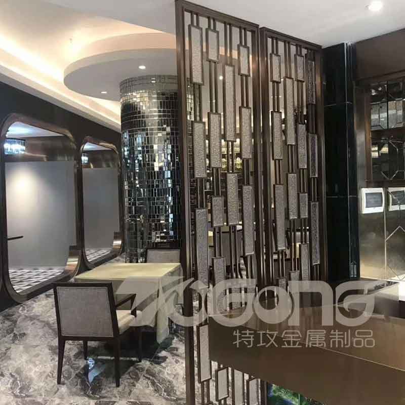 中式金属屏风花格定制_酒店不锈钢屏风装饰_佛山不锈钢屏风厂家图4